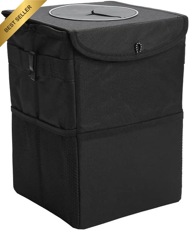 Car Trash Can with Lid, 2-In-1 Leakproof Hanging Garbage Bin & Cooler Bag, Porta