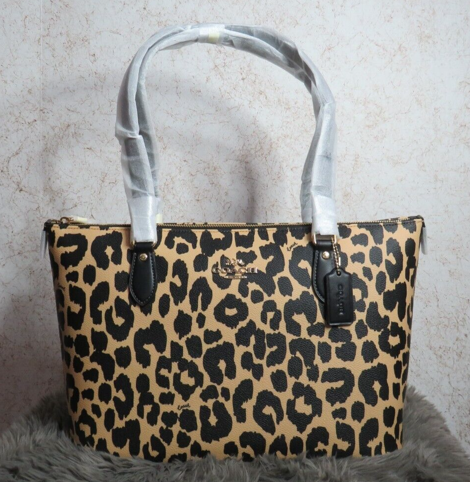 COACH♥コーチ Gallery Toteトートバッグ 1499 NWT Coach CY347 Gallery Tote Bag With Leopard Print | eBay