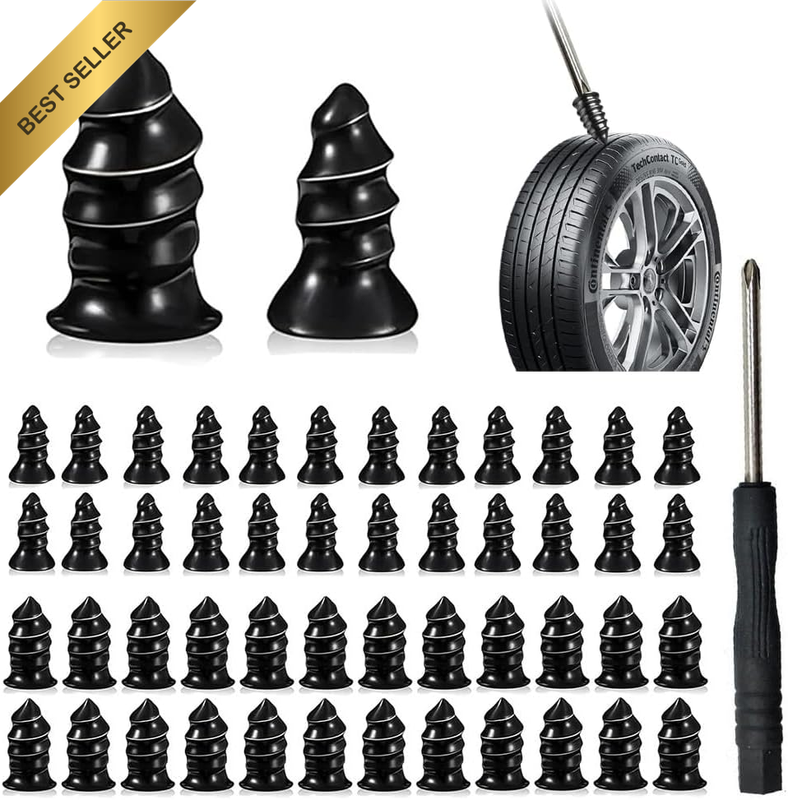 60 PCS Tire Repair Rubber Nails Kit with 2 Sizes, Screw in Tire Repair Plugs wit