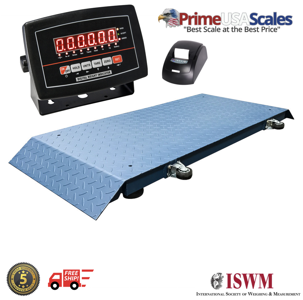 Portable Floor Scale with printer to weigh Drum / Vet/ Livestock / 2000 capacity