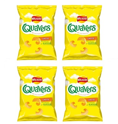 4 Walkers Quavers Cheese Crisps UK Potato Chips 20g Snacks FREE SHIP 48 STATES