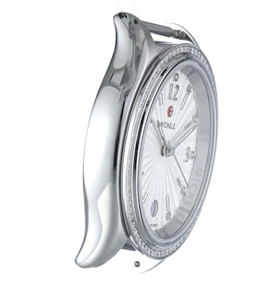 Pre-owned Michele Belmore Diamond Head Mw29b01a1942 Swiss Quartz Silver Watch $1595
