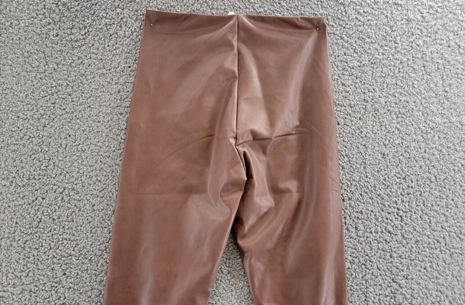 Aqua Faux Leather High Waist Leggings Women's XS Walnut Elastic Waist Pull On - Picture 12 of 15