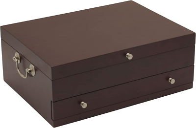 Storage Chest With Drawer, 15 Inch, Dark Walnut