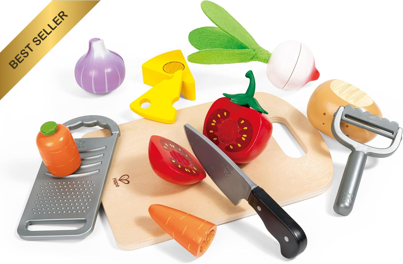 Cooking Essentials Playset, Wooden Toy Kitchen Accessories for Kids, Pretend Pla