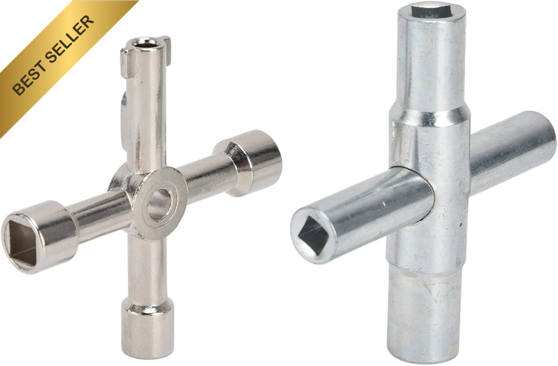 2Pcs Sillcock Key, 4 Way Sillcock Key Set, Multi-Functional Stainless Steel Wate