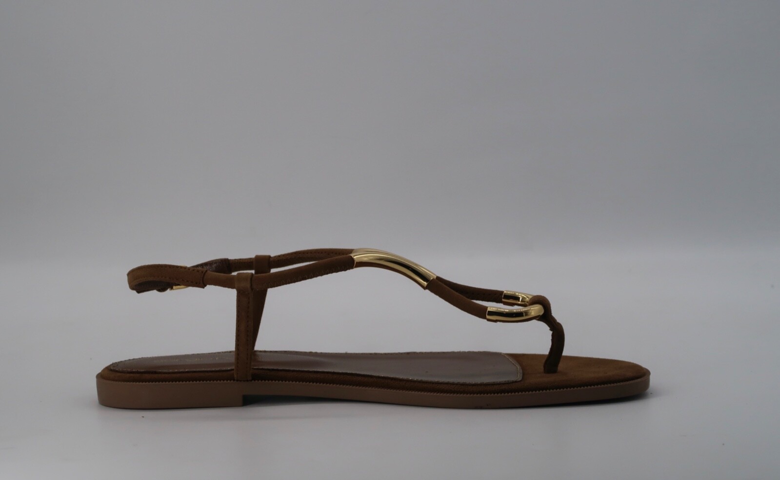 Pre-owned Sergio Rossi Women's Gold Hardware Twist Brown Flat Thong Sandals Eu 39 $595
