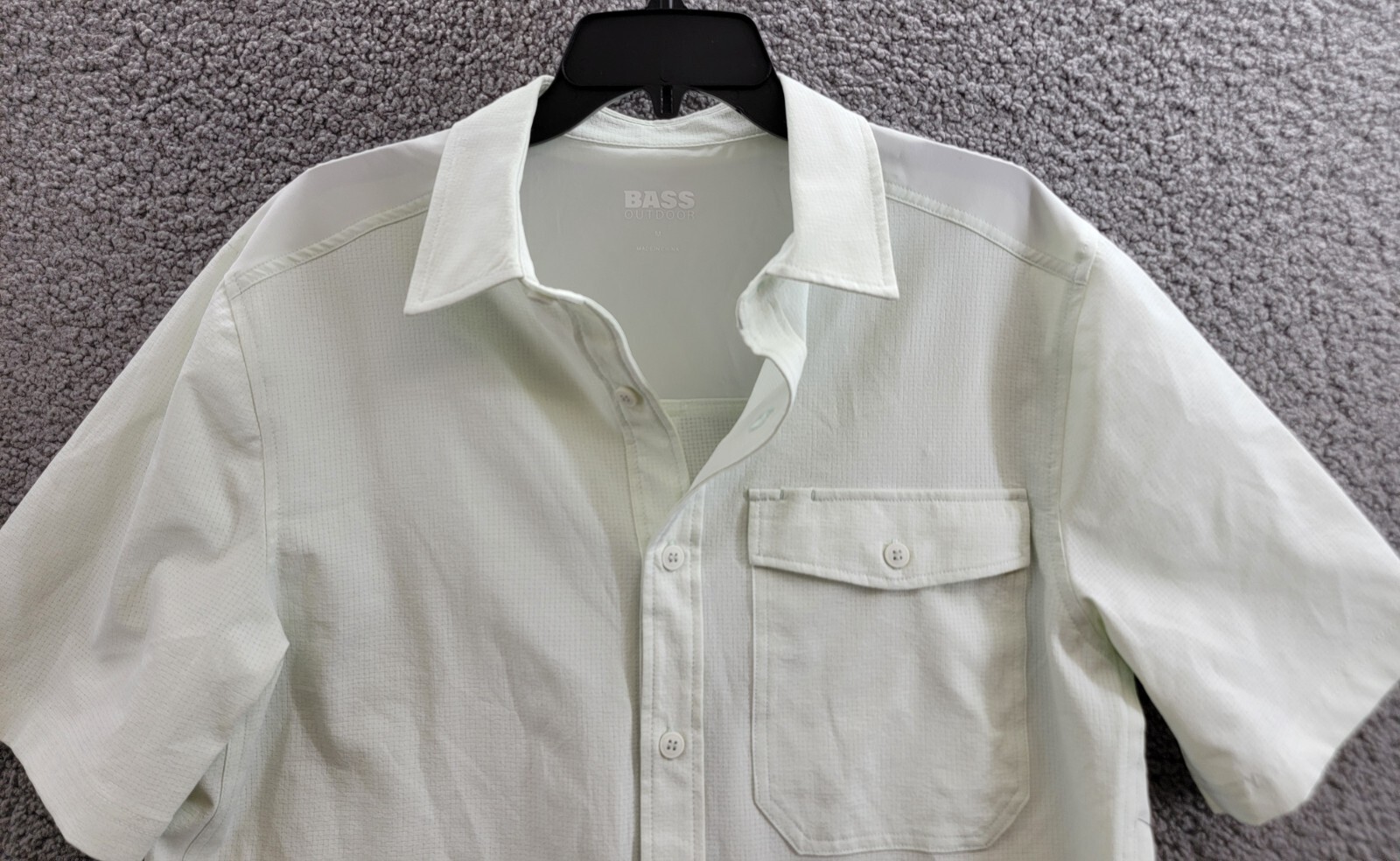 BASS OUTDOOR Trailer A.C. Short-Sleeve Shirt Men M Spread Collar Button Closure - Picture 2 of 17