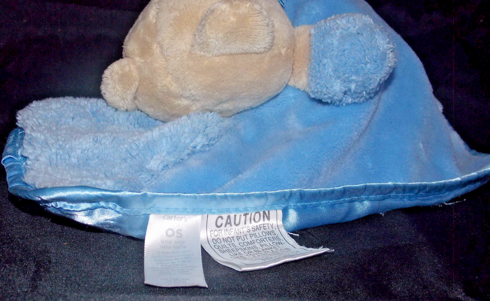 Carters Teddy Bear Lovey 11in Baby Blue Security Blanket Plush Feet Snuggle