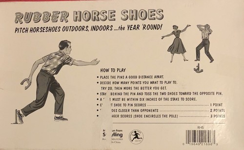 Vintage SCHYLLING Rubber Horseshoes Game Complete Set Indoor/Outdoor Horse Shoes