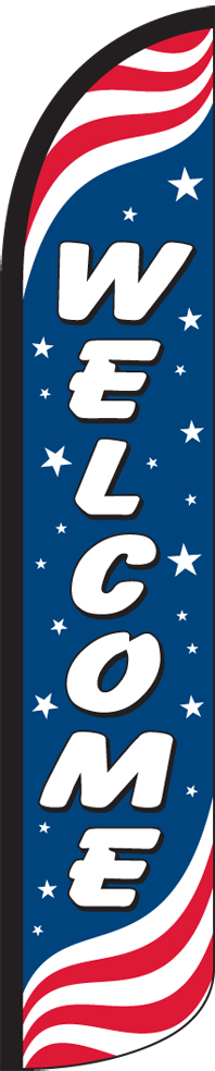 Welcome Patriotic Windless Full Sleeve Swooper Flag Feather Banner