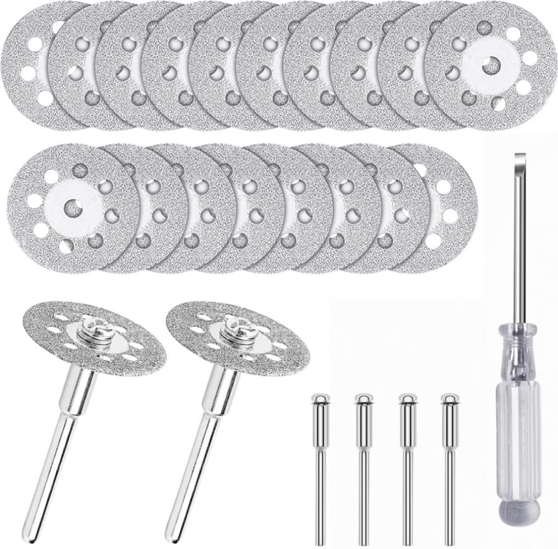20Pcs 22Mm Mini Diamond Cutting Wheel 3Mm Mandrel Disc Rotary Tool Cutting Acces
