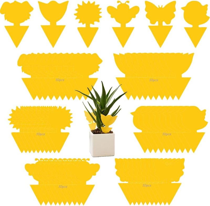 60 X Double Sided Yellow Insect Traps - Eco-Friendly Gnat Protection for Indoor