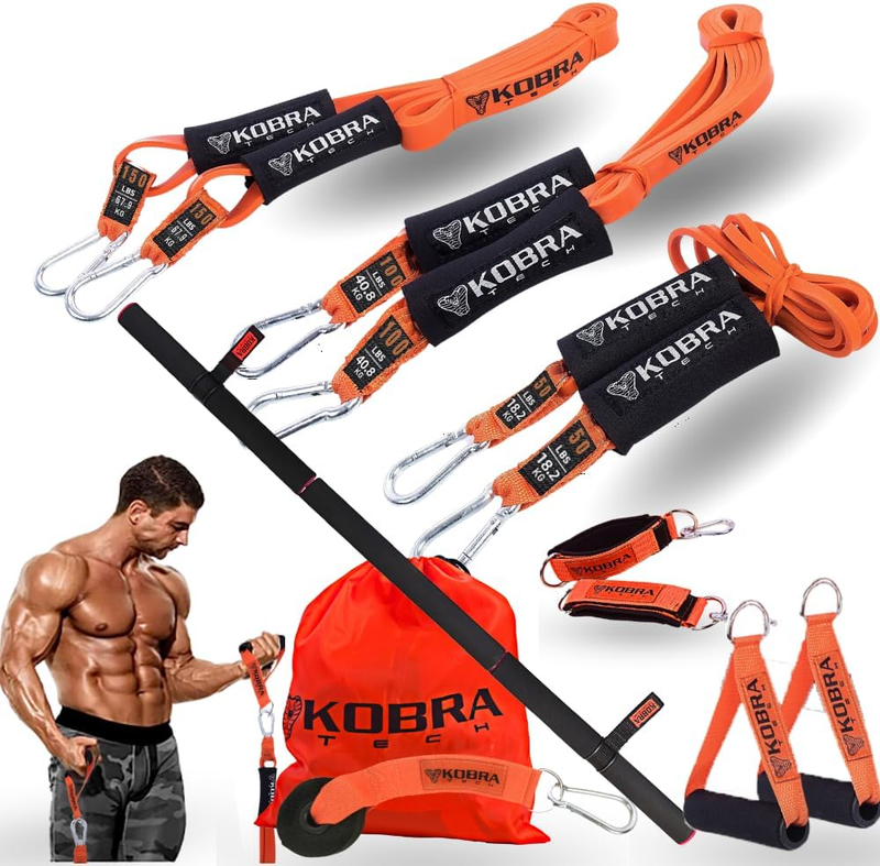 Set| Durable Exercise Bands With Bar & Handles| Wo
