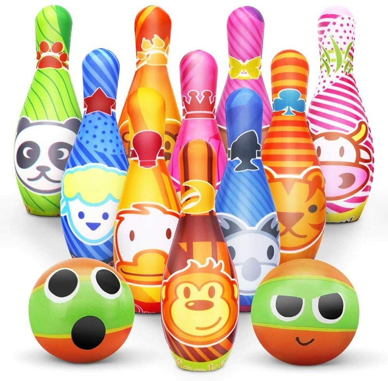 Kegelspiel für Kinder Bowling Ball Set mit 10 Kegel und 2 Bälle in... 