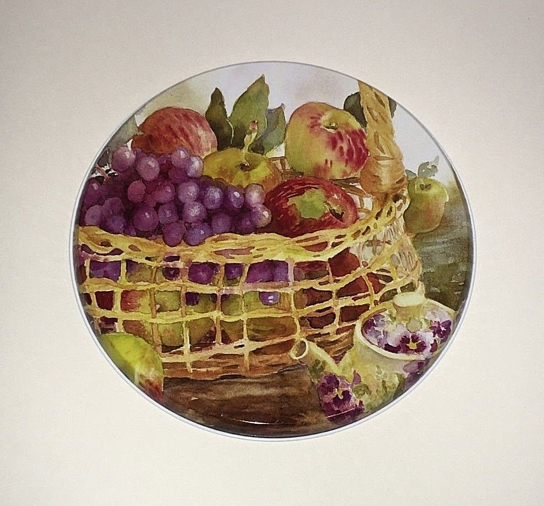 Fruit Basket Country Apples Grapes Tea Pot Kitchen Stove Top Burner Covers Set 4