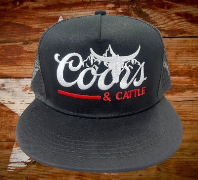 COORS AND CATTLE TRUCKER MESH SNAPBACK CAP HAT NEW BLACK UNISEX ADULT