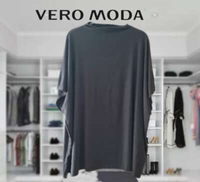 Vero Moda Curve Women's Plain Black Batwing Soft Tunic Top UK Size 24-26