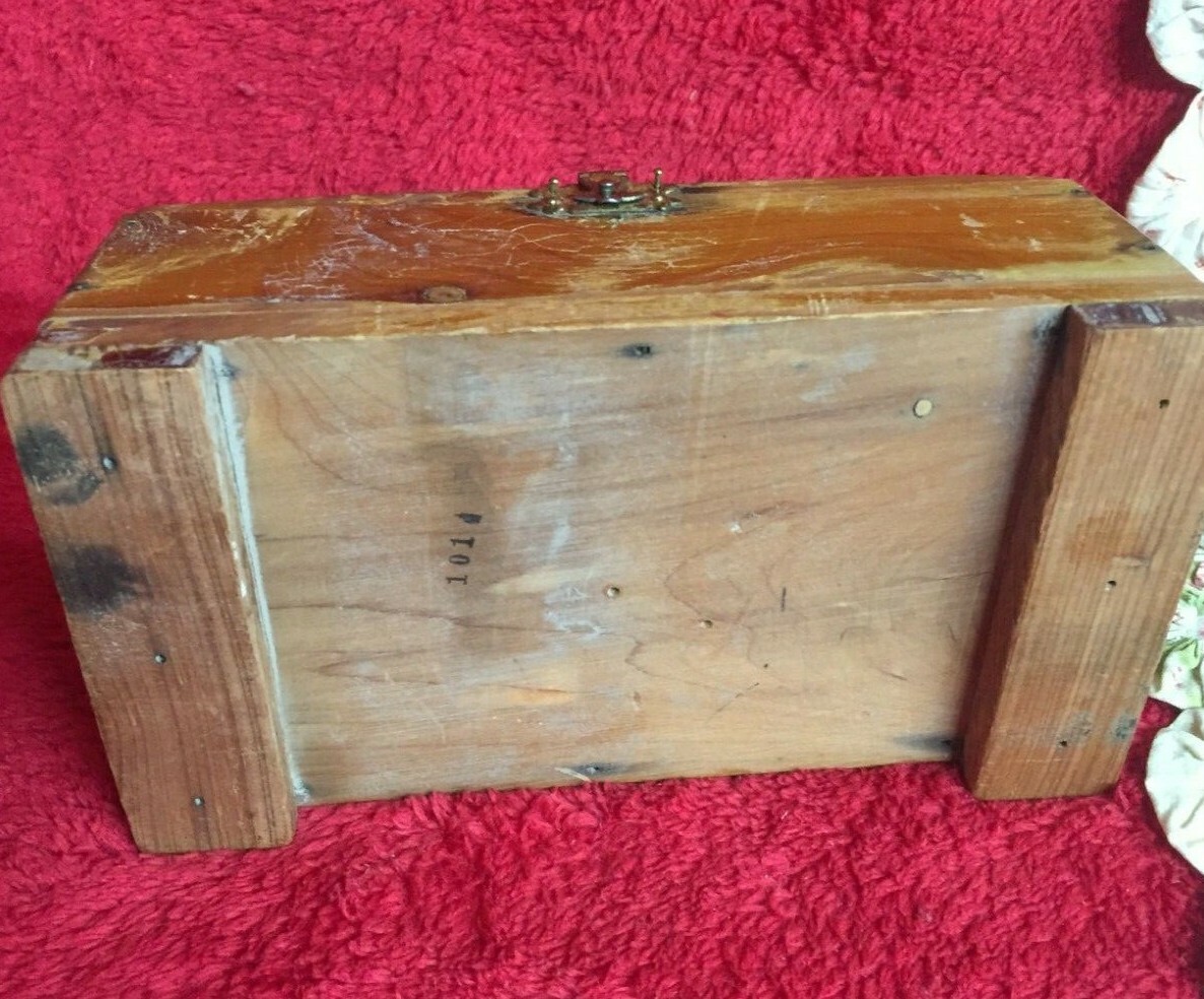 Vintage Small Cedar Jewelry Box Lots of Character and Wear Old Fashioned