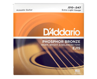 D'Addario EJ15-3D Extra Light Phosphor Bronze Acoustic Guitar Strings - 3-Pack