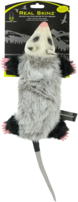 Hyper Pet Real Skinz Plush Dog Toy with Squeaker, Opossum, f