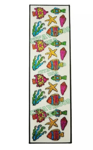 HAMBLY STUDIOS PRISMATIC STICKERS COLORFUL FISH SEASHELL STARFISH VINTAGE RARE