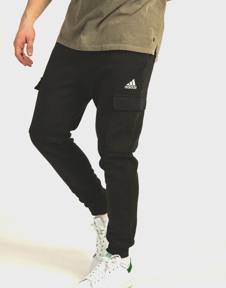 adidas cargo pants 黒×水色 3ラインストレートシルエット