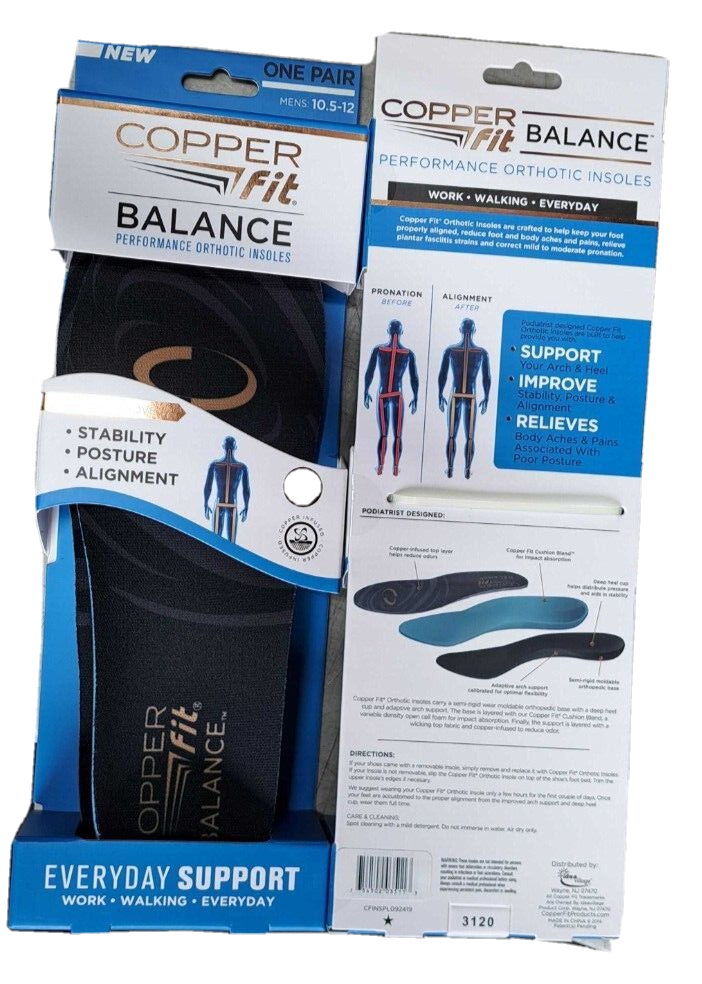 Copper Fit Balance Copper Infused Odor Reducing Orthotic Insoles