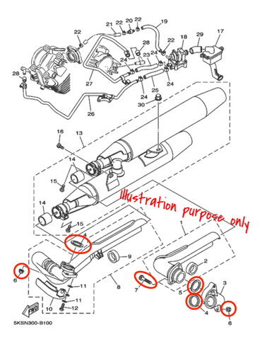 Exhaust Manifold Gasket Repair Set Yamaha XVS1100 1999-2011 / BT1100 2002-2006