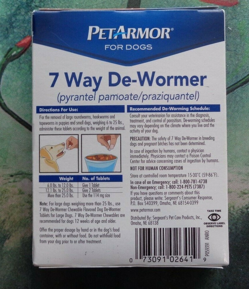 PetArmor Dog Wormer, 6-25 lbs NEW EXP 11-2020 Puppies and Small Dogs