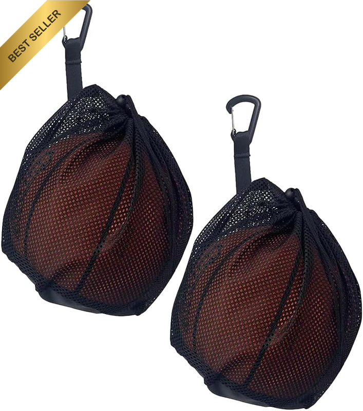 2 Pcs Basketball Storage Net Bags,Black Football Storage Net, Drawstring Carry B