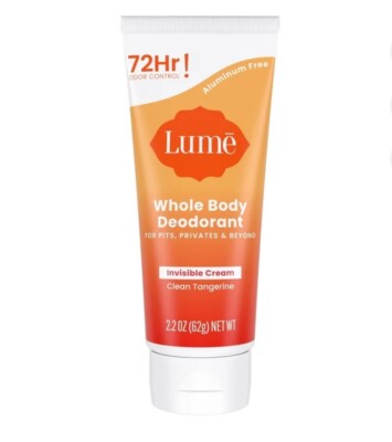Lume Whole Body Deodorant - Invisible Cream - Aluminum Free - Clean Tangerine