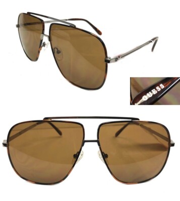 New GUESS GF0239 14E Ruthemium-Silver/Brown Mens Sunglasses $75