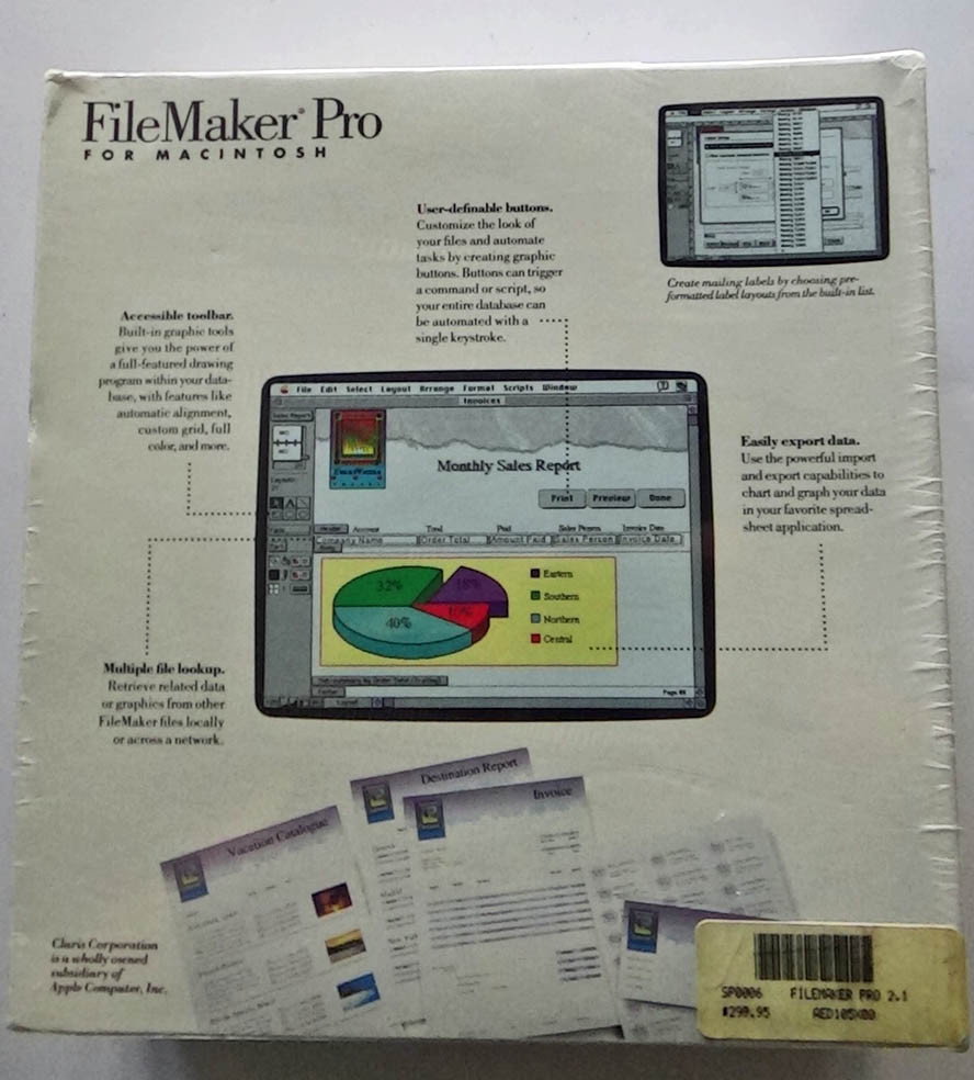 Vintage NEW FileMaker Pro Claris Mac Database Manager  2.1 1993 software