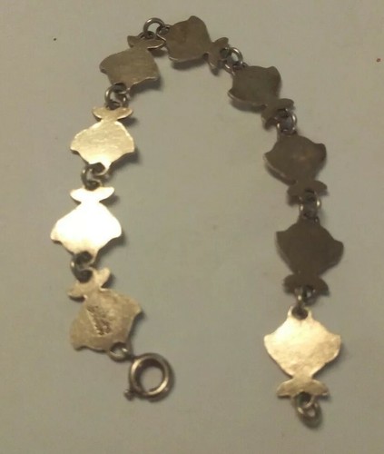 Vintage Sterling Volmer Bahner Enamel Fish Bracelet 6.5