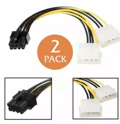 2x Dual 4 Pin Molex IDE to 8 Pin PCI Express Power Cable PCI-E Adapter