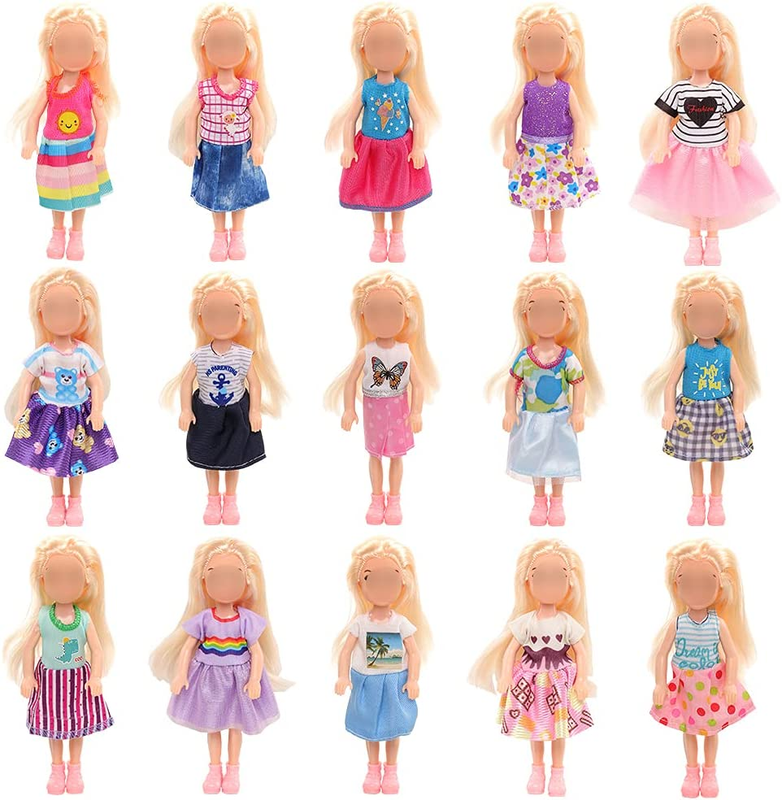 12 Pcs 6 Inch Chelsea Girl Doll Clothes Dress Outfits and Shoes for 11.5 Inch Gi