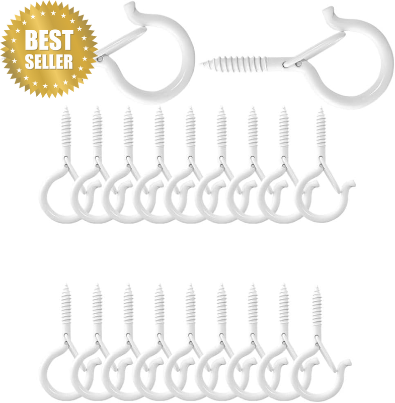 20 PCS Screw Hooks for Outdoor String Lights,Stainless Steel Screw Hooks with Sa