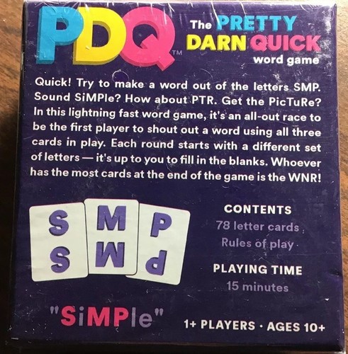 PDQ - The Pretty Darn Quick Word Game - Ages 10+  NEW