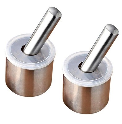 2er Set Edelstahl Mörser mit Stößel & Deckel Gewürzmühle Zerkleiner Kräutermühle