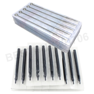 Tattoo Needle RL RS F M1 2 RM and Matching Tube Tips Round Diamond Flat