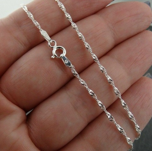 Sterling Silver Singapore Chain Necklace 1.5mm Italy 16 Sterling Silver Singapore Chain Necklace 1.5mm Italy 16