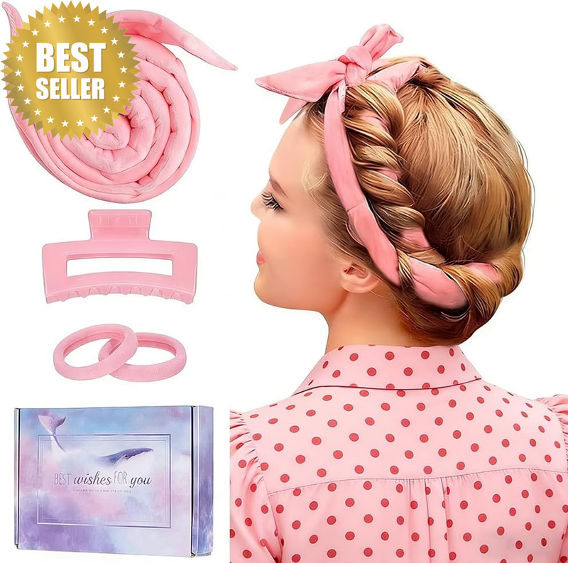 Overnight Curling Headband – Heatless Hair Rollers Kit for Long & Medium Hair, S