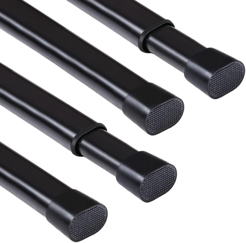 4 Pack Spring Tension Curtain Rods 36-60 Inch Lightweight Tensions Rods Securely in Place; Easy to Use/Install for Kitchen/Bathroom/Wardrobe, Durable Sturdy Rods, Black