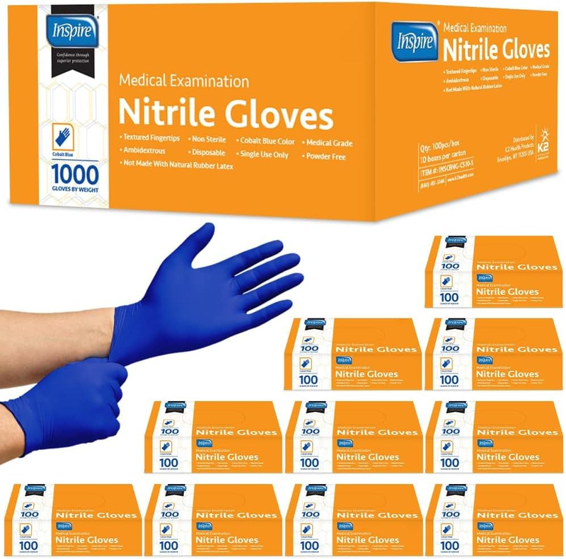 Nitrile Exam Gloves | the Original Quality Stretch Nitrile Cobalt Blue | 4.5 Gloves Disposable Latex Free Medical EMT