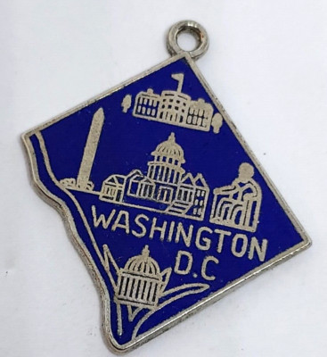 Vintage Sterling Silver Washington D.C. Charm Blue Enamel