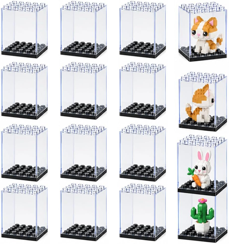 Mini Vitrine für Figuren Acryl Schaukasten 16 Stück stapelbar transparent