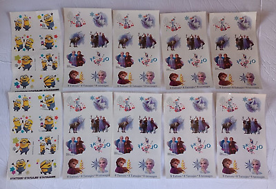 Frozen & Minions Temporary Tattoo Sheets (10) Sheets of 8 Tattoos Prize Favor