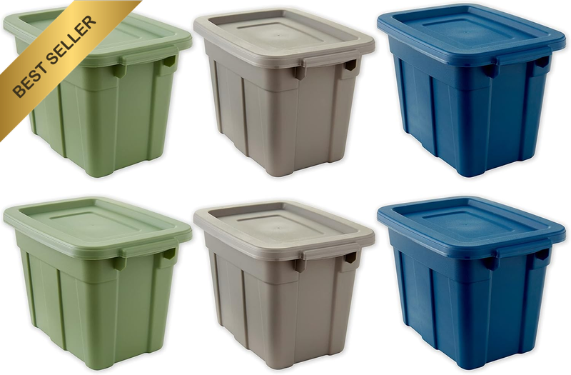 Organize Your Home Small Spaces Colorful Storage Bins with Lids, 6 Pack, Stackab