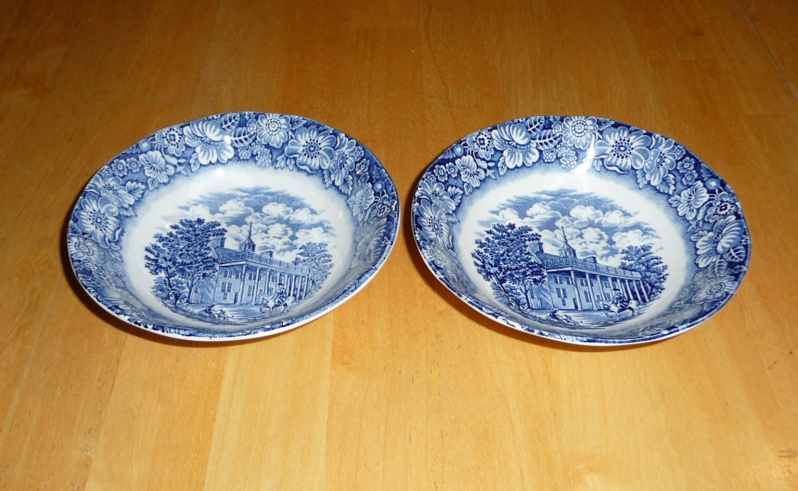2 Vintage LIBERTY BLUE Staffordshire Ironstone Cereal Bowls - MOUNT VERNON